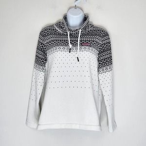 Vineyard Vines Fair Isle Sweater Fleece Funnel Neck Pullover Draw String Size XS